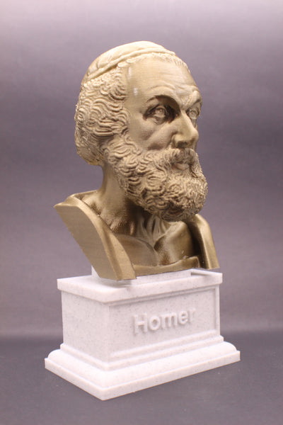 Homer Greek Author of Iliad and The Odyssey Sculpture Bust on Box Plinth