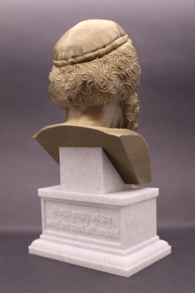 Homer Greek Author of Iliad and The Odyssey Sculpture Bust on Box Plinth