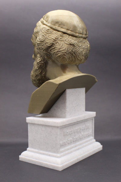 Homer Greek Author of Iliad and The Odyssey Sculpture Bust on Box Plinth