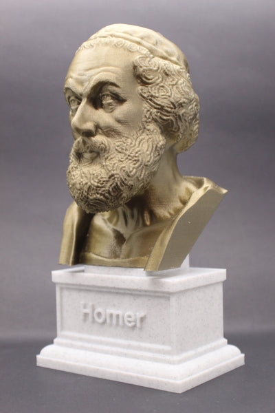 Homer Greek Author of Iliad and The Odyssey Sculpture Bust on Box Plinth