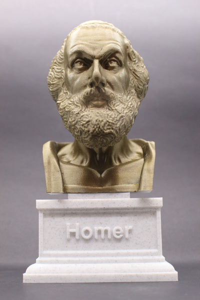 Homer Greek Author of Iliad and The Odyssey Sculpture Bust on Box Plinth