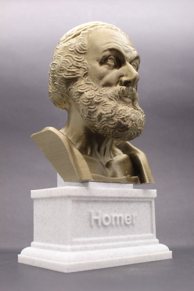Homer Greek Author of Iliad and The Odyssey Sculpture Bust on Box Plinth