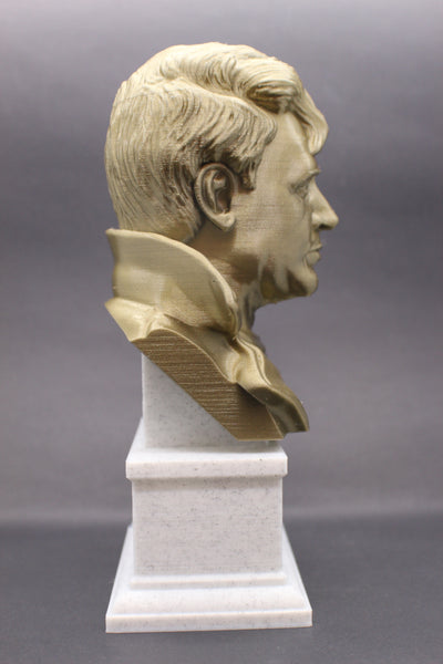 Jack London, Famous American Novelist, Sculpture Bust on Box Plinth