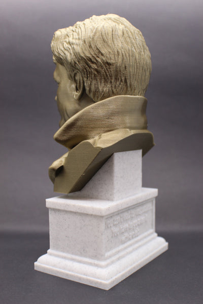 Jack London, Famous American Novelist, Sculpture Bust on Box Plinth