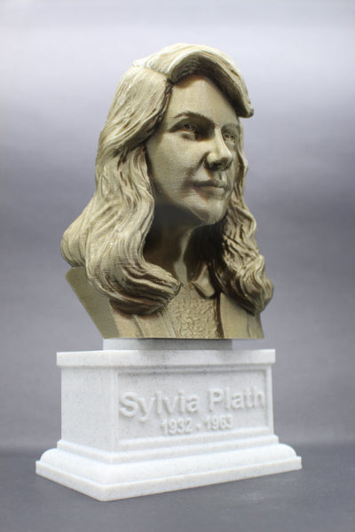 Sylvia Plath, American Poet, Sculpture Bust on Box Plinth