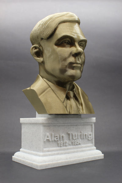 Alan Turing Famous English Mathematician and Computer Scientist Sculpture Bust on Box Plinth