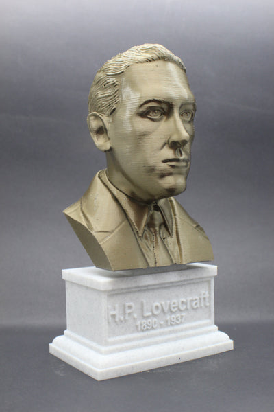 HP Lovecraft, Famous American Writer, Sculpture Bust on Box Plinth