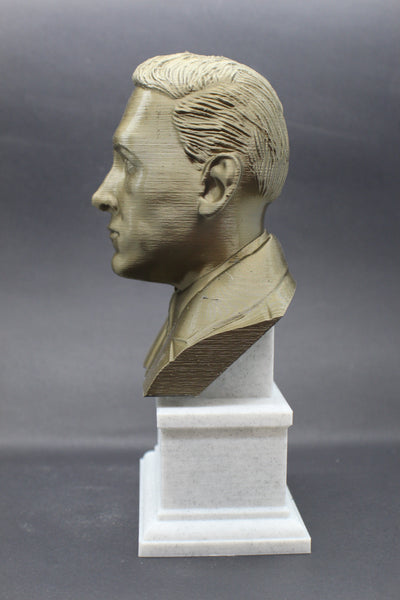 HP Lovecraft, Famous American Writer, Sculpture Bust on Box Plinth