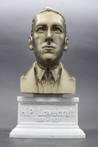 HP Lovecraft, Famous American Writer, Sculpture Bust on Box Plinth