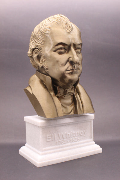 Eli Whitney Famous American Inventor Sculpture Bust on Box Plinth