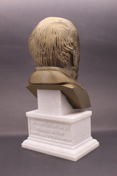 Eli Whitney Famous American Inventor Sculpture Bust on Box Plinth