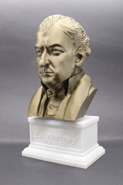 Eli Whitney Famous American Inventor Sculpture Bust on Box Plinth
