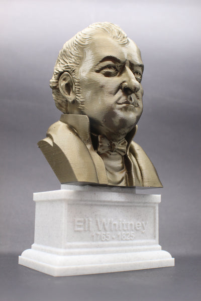 Eli Whitney Famous American Inventor Sculpture Bust on Box Plinth