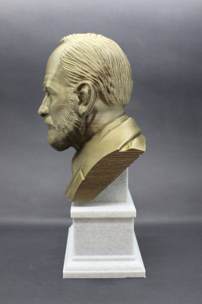 Sigmund Freud Famous Austrian Neurologist and founder of Psychoanalysis Sculpture Bust on Box Plinth