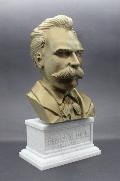 Friedrich Nietzsche, Famous German Writer and Philosopher, Sculpture Bust on Box Plinth