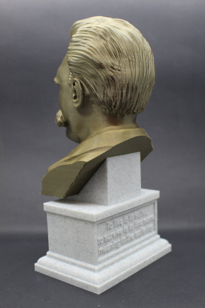 Friedrich Nietzsche, Famous German Writer and Philosopher, Sculpture Bust on Box Plinth