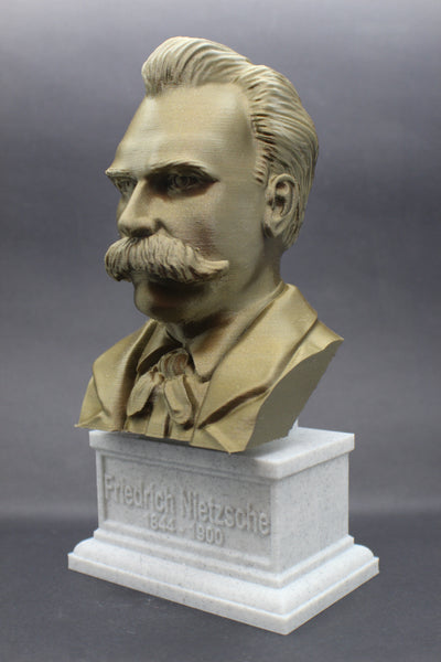 Friedrich Nietzsche, Famous German Writer and Philosopher, Sculpture Bust on Box Plinth