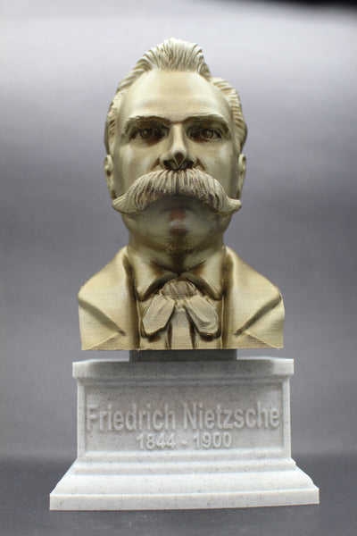 Friedrich Nietzsche, Famous German Writer and Philosopher, Sculpture Bust on Box Plinth