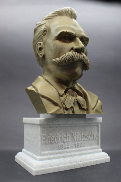 Friedrich Nietzsche, Famous German Writer and Philosopher, Sculpture Bust on Box Plinth