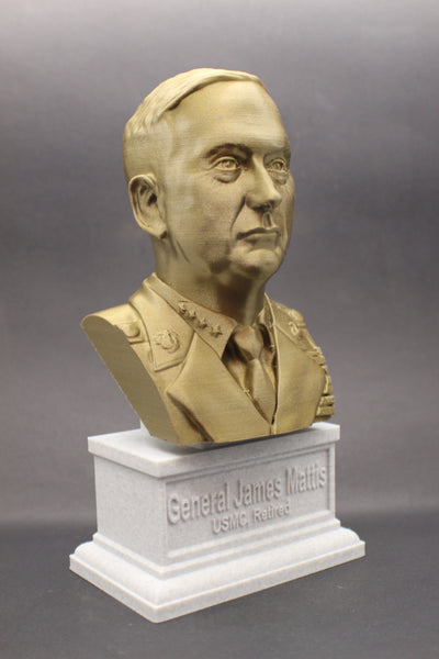 James Mattis USMC General Retired and Former USA SecDef Sculpture Bust on Box Plinth