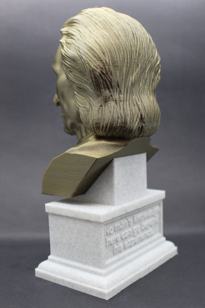 John Locke English Philosopher and Physician Sculpture Bust on Box Plinth