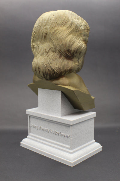 John Keats, Famous English Romantic Poet, Sculpture Bust on Box Plinth