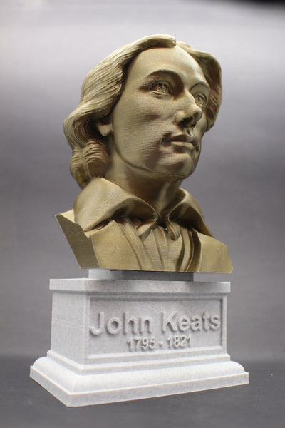 John Keats, Famous English Romantic Poet, Sculpture Bust on Box Plinth
