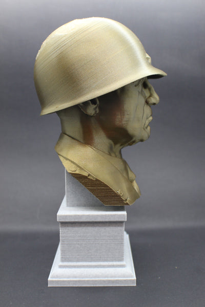 George S Patton Legendary US Army General Sculpture Bust on Box Plinth