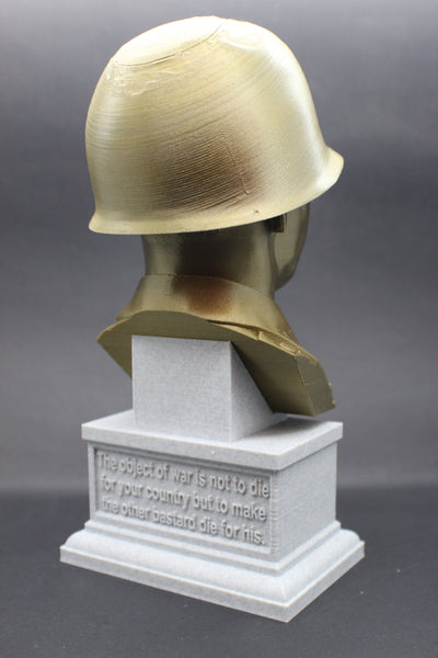 George S Patton Legendary US Army General Sculpture Bust on Box Plinth