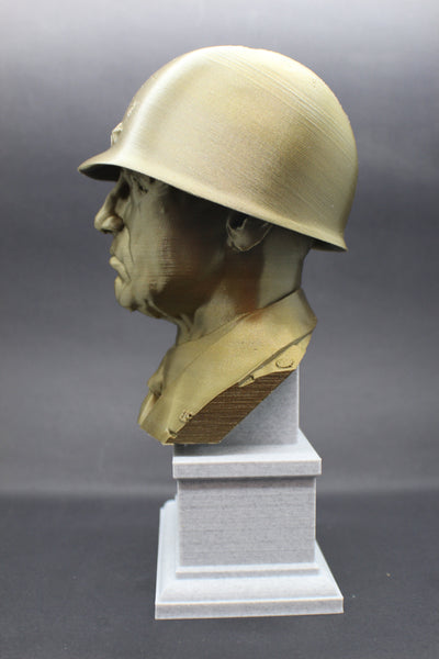 George S Patton Legendary US Army General Sculpture Bust on Box Plinth