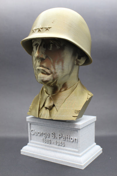 George S Patton Legendary US Army General Sculpture Bust on Box Plinth