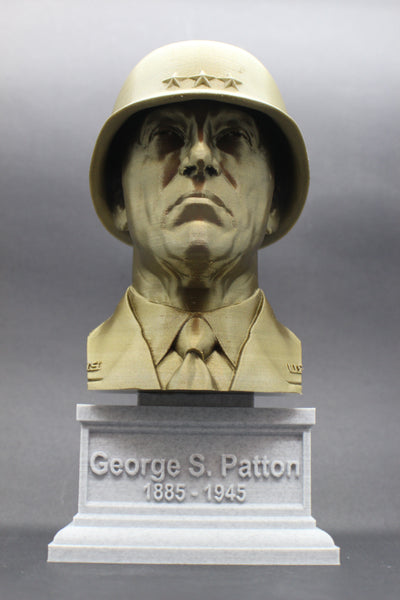 George S Patton Legendary US Army General Sculpture Bust on Box Plinth