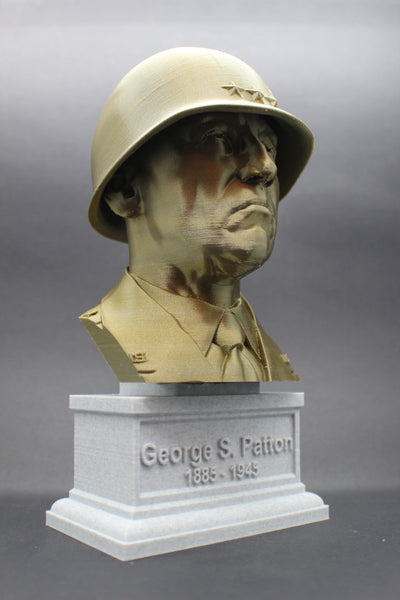 George S Patton Legendary US Army General Sculpture Bust on Box Plinth