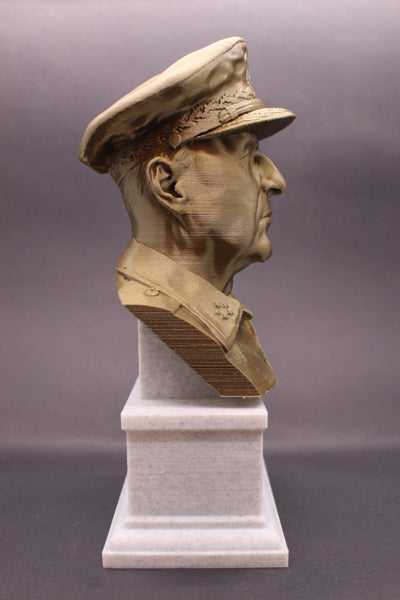 Douglas MacArthur Legendary US Army General Sculpture Bust on Box Plinth