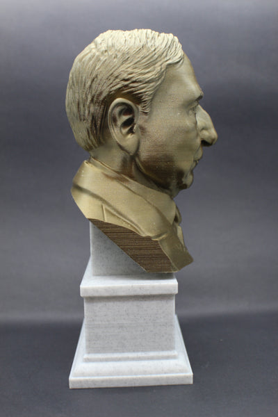 Hugo Gernsback, Famous American Writer, Sculpture Bust on Box Plinth