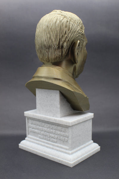 Hugo Gernsback, Famous American Writer, Sculpture Bust on Box Plinth