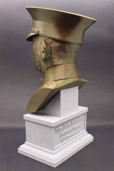 John A Lejeune Legendary US Marine General and 13th Commandant Sculpture Bust on Box Plinth