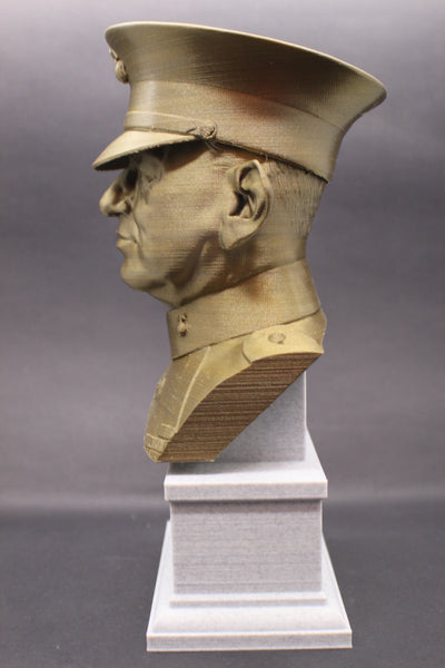 John A Lejeune Legendary US Marine General and 13th Commandant Sculpture Bust on Box Plinth