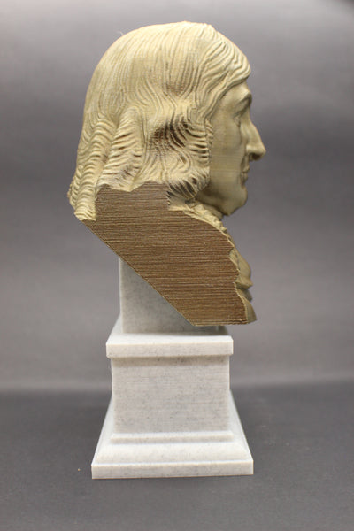 John Milton, Famous English Poet and Intellectual, Sculpture Bust on Box Plinth