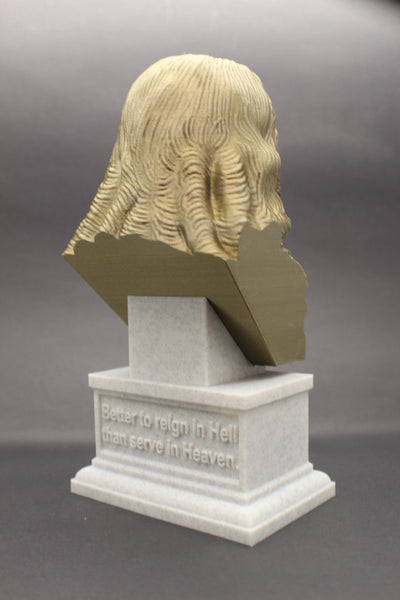 John Milton, Famous English Poet and Intellectual, Sculpture Bust on Box Plinth