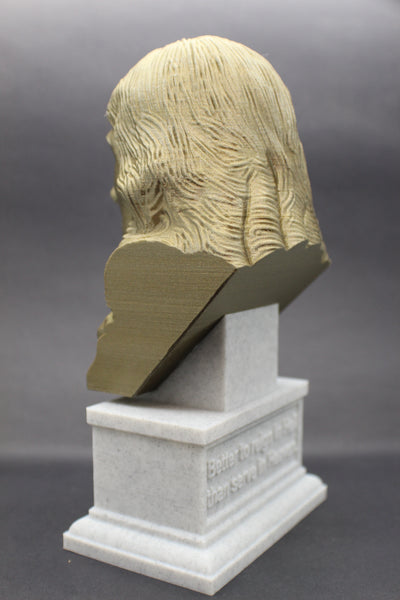 John Milton, Famous English Poet and Intellectual, Sculpture Bust on Box Plinth