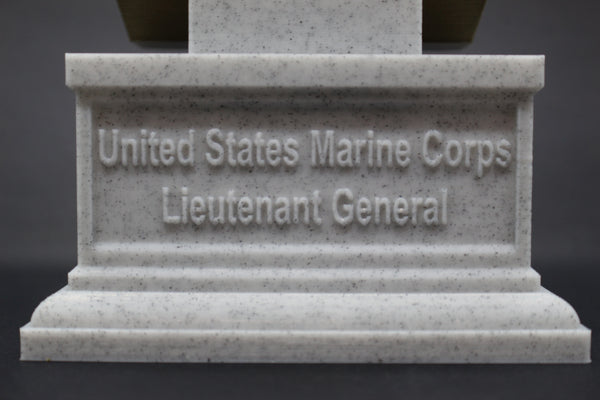 Lewis Burwell "Chesty" Puller Legendary US Marine Corps General Sculpture Bust on Box Plinth