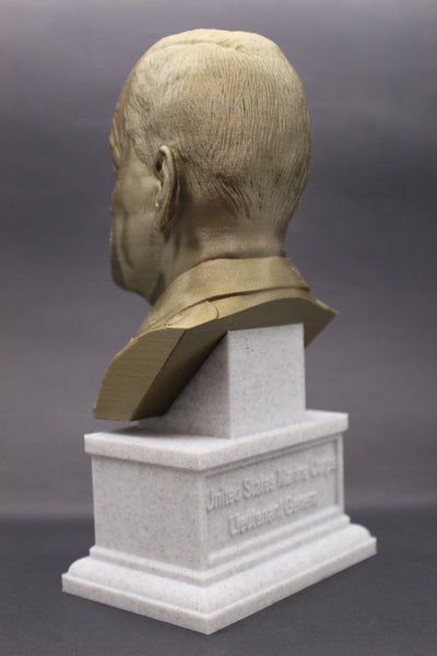 Lewis Burwell "Chesty" Puller Legendary US Marine Corps General Sculpture Bust on Box Plinth