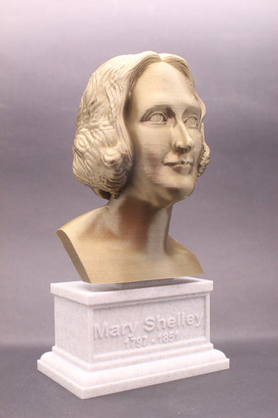 Mary Shelley, English Novelist, Sculpture Bust on Box Plinth