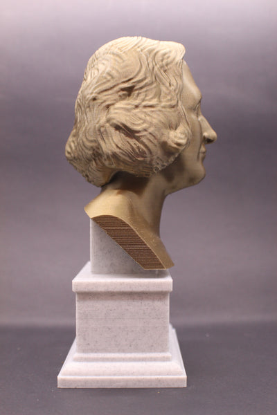 Mary Shelley, English Novelist, Sculpture Bust on Box Plinth