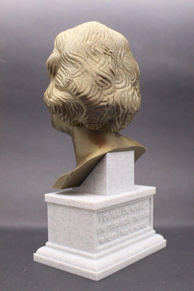 Mary Shelley, English Novelist, Sculpture Bust on Box Plinth