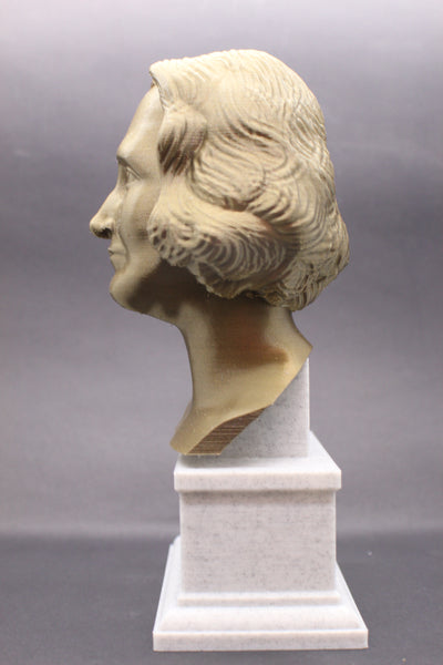 Mary Shelley, English Novelist, Sculpture Bust on Box Plinth