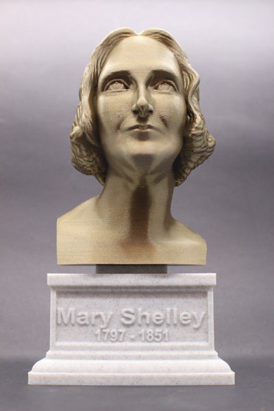 Mary Shelley, English Novelist, Sculpture Bust on Box Plinth