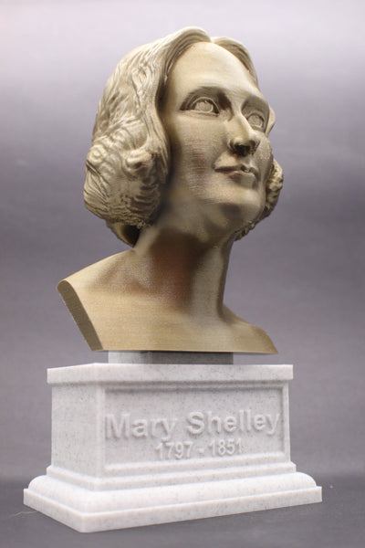 Mary Shelley, English Novelist, Sculpture Bust on Box Plinth