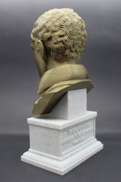 George Gordon Byron (Lord Byron), English Poet, Politician, and Revolutionary, Sculpture Bust on Box Plinth